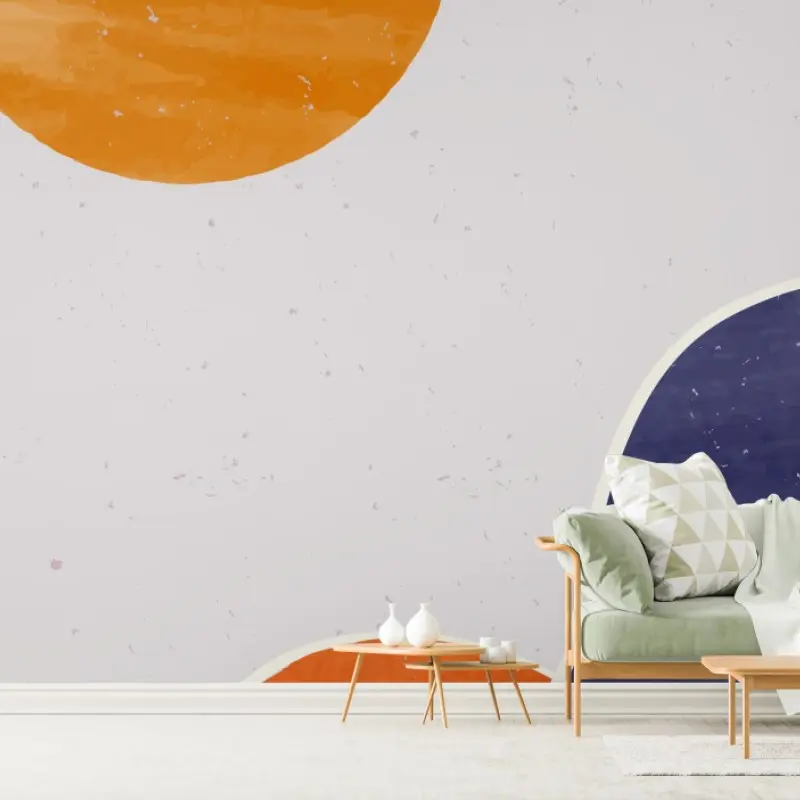 Wall mural minimalist sun and hills abstract