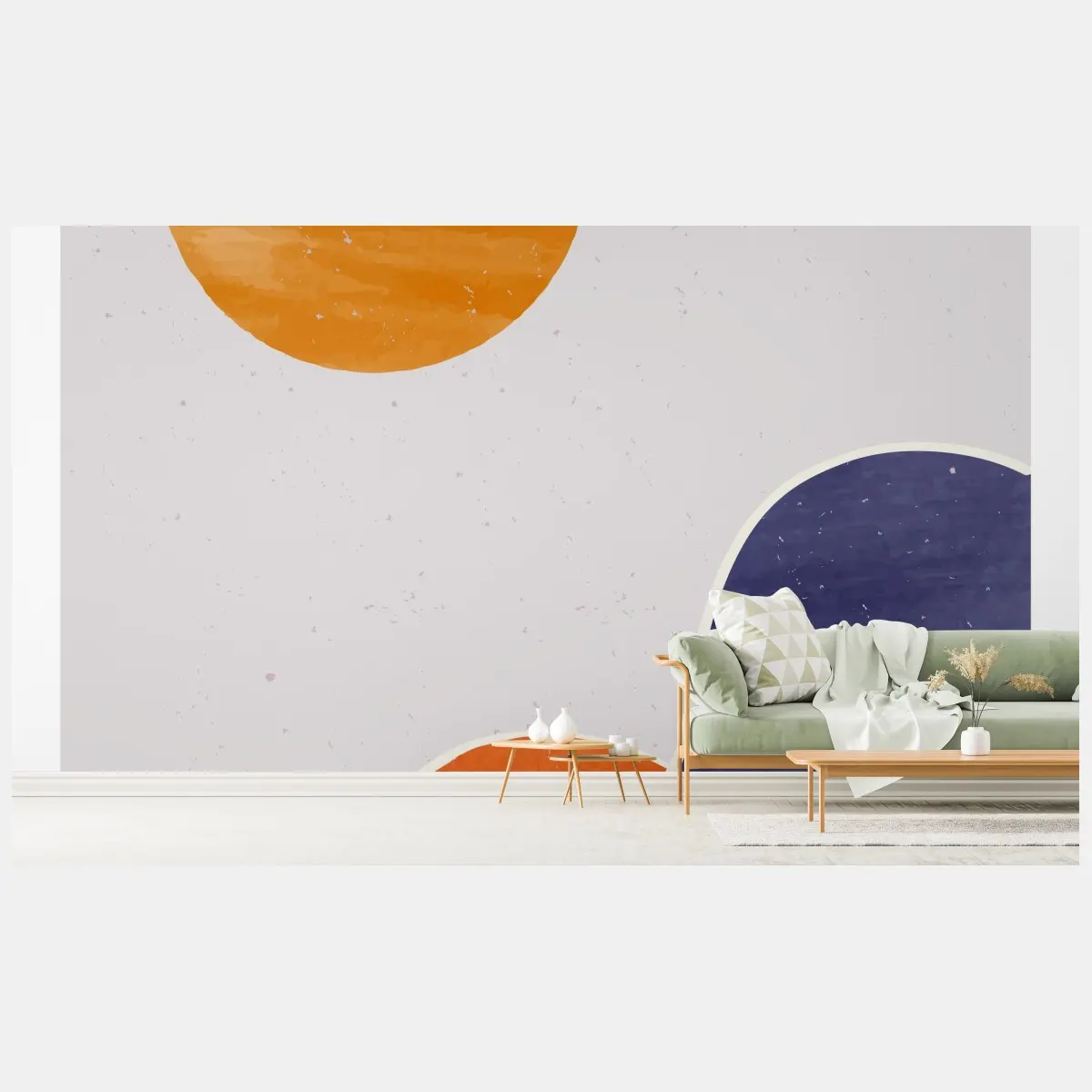 Wall mural minimalist sun and hills abstract • Wallissimo®