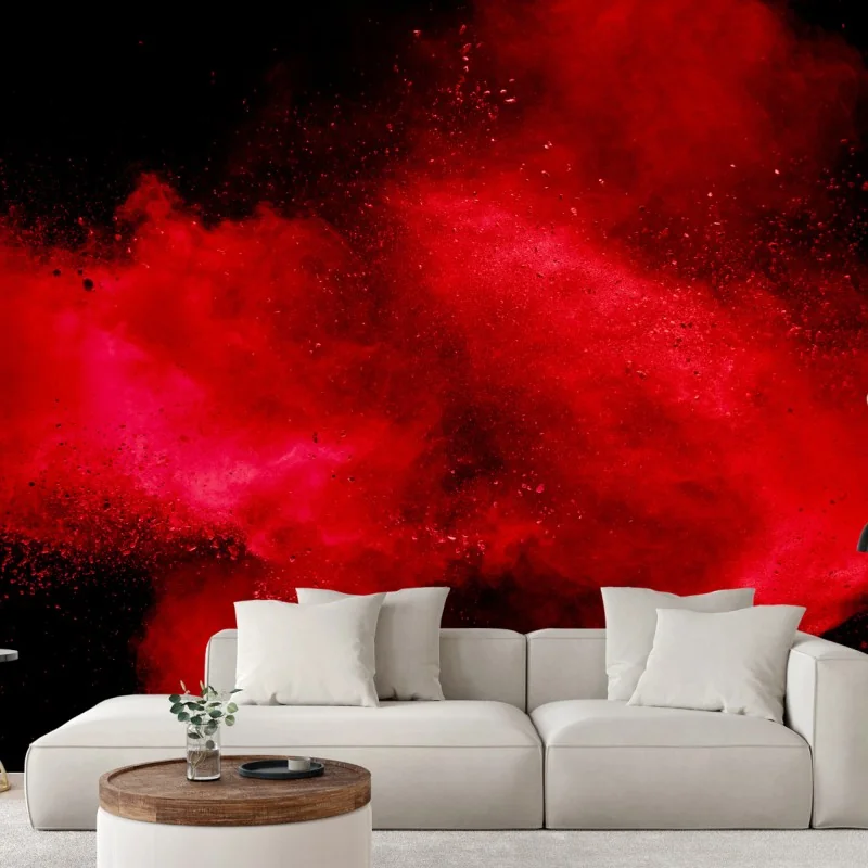 Wall mural red powder explosion abstract art