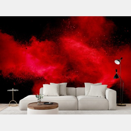 Wall mural red powder explosion abstract art • Wallissimo®