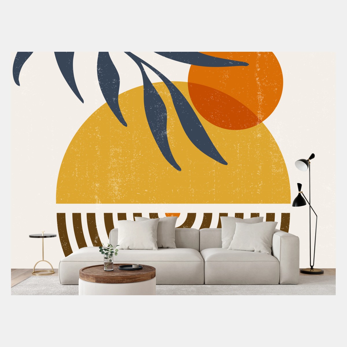 Wall mural boho abstract sun and moon art • Wallissimo®