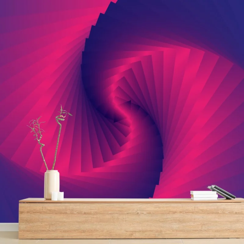 Wall mural magenta spiral geometric design
