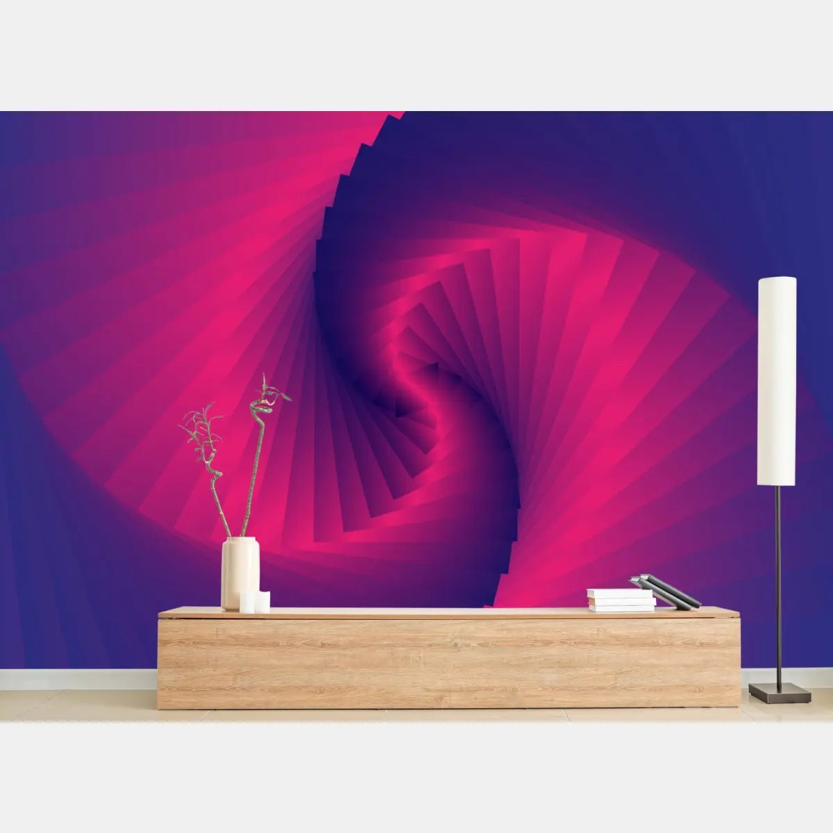 Wall mural magenta spiral geometric design • Wallissimo®