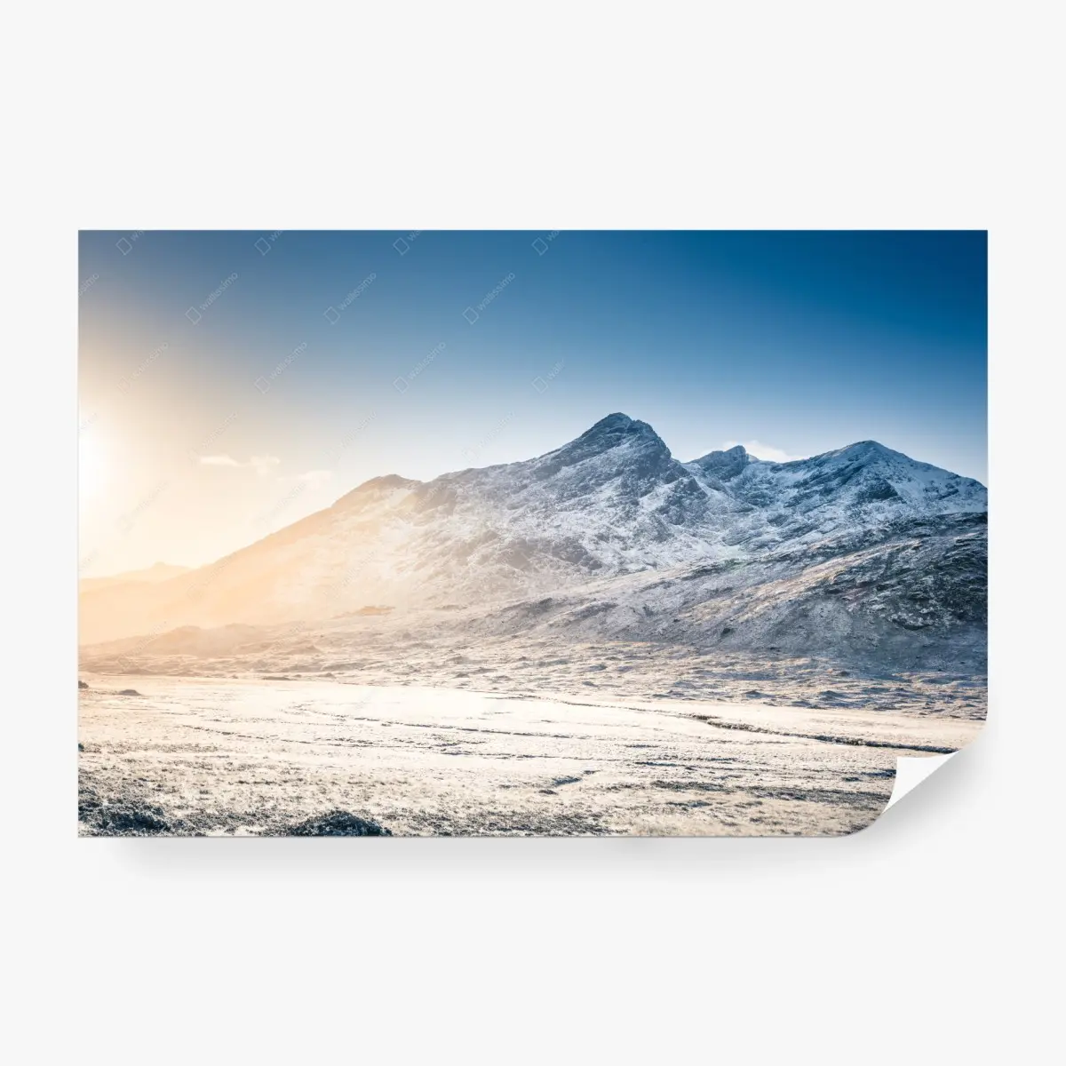 Wall mural sunlit Cuillin Hills winter landscape • Wallissimo®