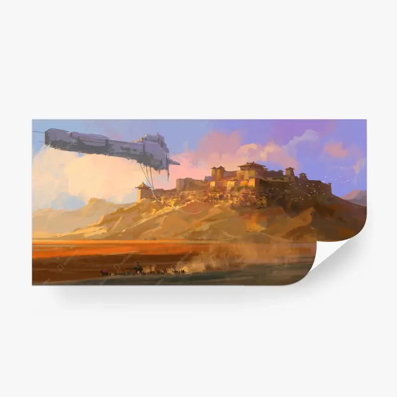 Wall mural dilapidated spaceship above the Gobi