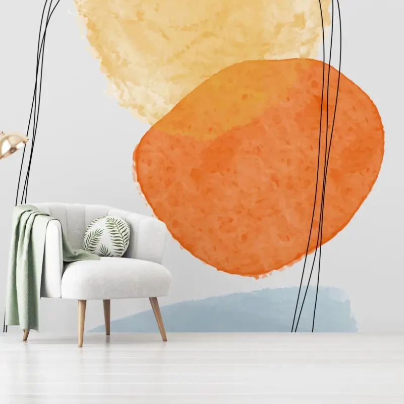 Wall mural abstract watercolor composition in warm tones