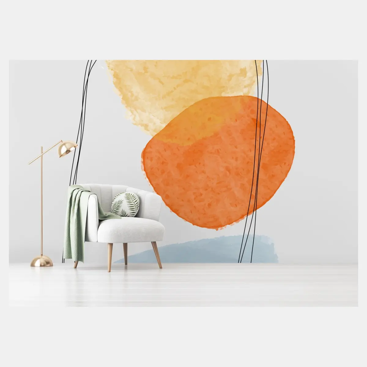 Wall mural abstract watercolor composition in warm tones • Wallissimo®