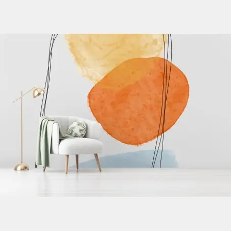 Wall mural abstract watercolor composition in warm tones • Wallissimo®