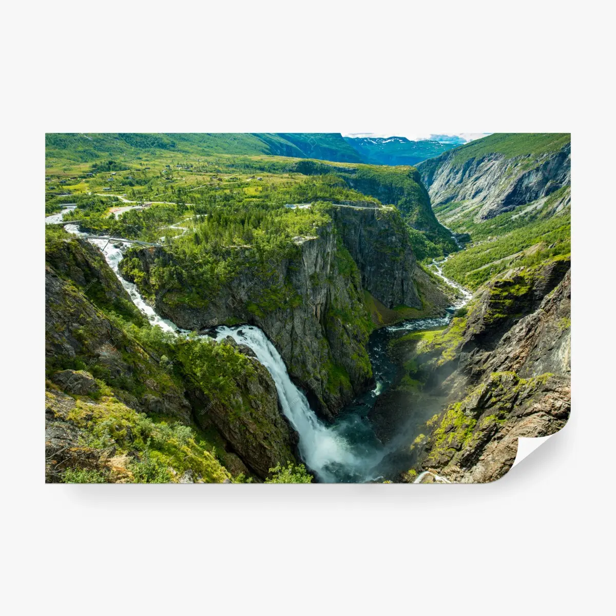 Wall mural Vøringsfossen waterfall panorama, Norway • Wallissimo®