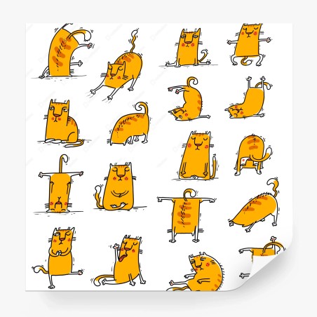 Wall mural playful orange cat poses • Wallissimo®