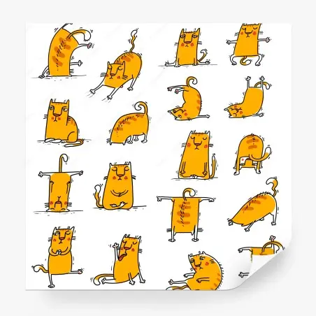 Wall mural playful orange cat poses • Wallissimo®