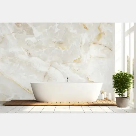 Wall mural elegant white marble with gold veins • Wallissimo®