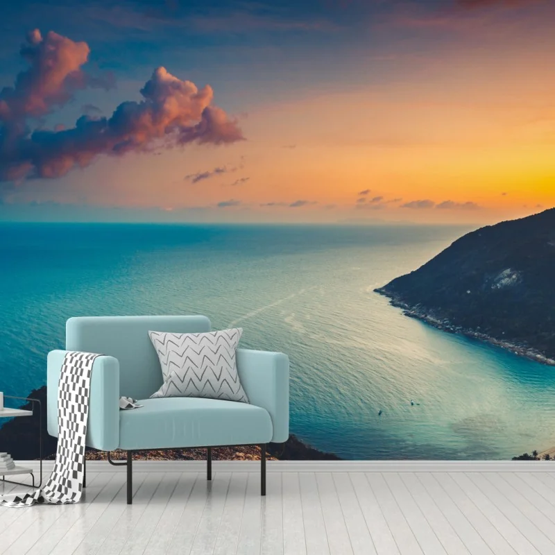 Wall mural sunset over a tropical bay