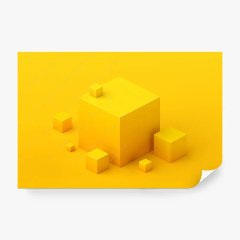 Wall mural monochrome yellow cube composition
