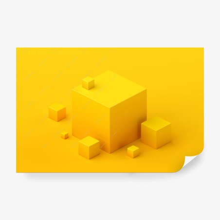 Wall mural monochrome yellow cube composition • Wallissimo®