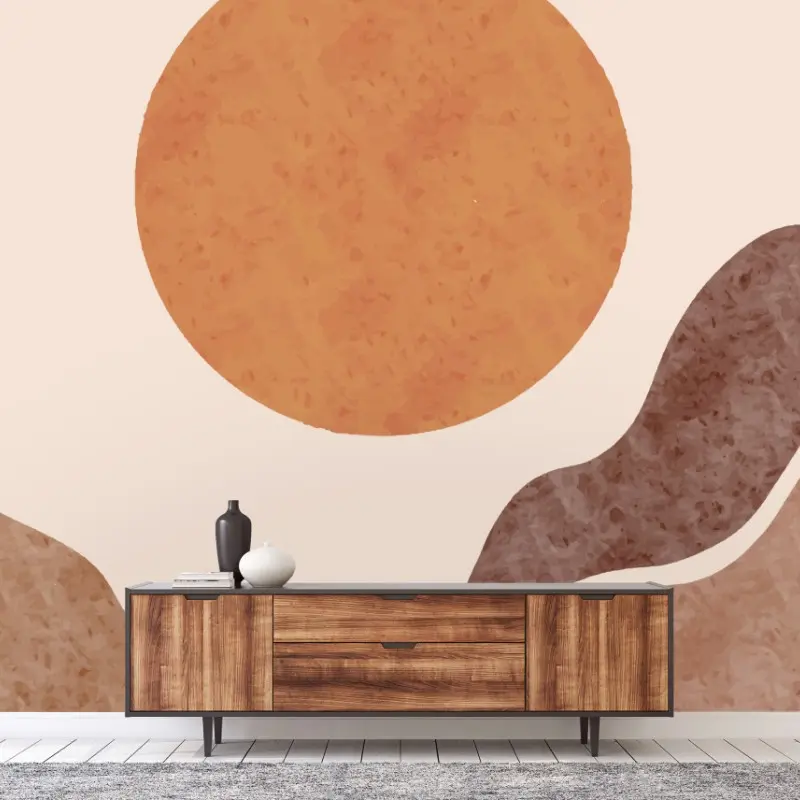 Wall mural earthy minimalist landscape with sun