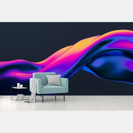 Wall mural neon fluid wave abstract • Wallissimo®