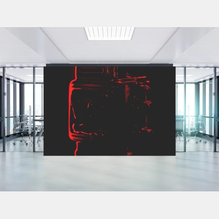 Wall mural red silhouette robot artwork • Wallissimo®