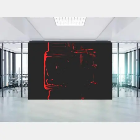 Wall mural red silhouette robot artwork • Wallissimo®