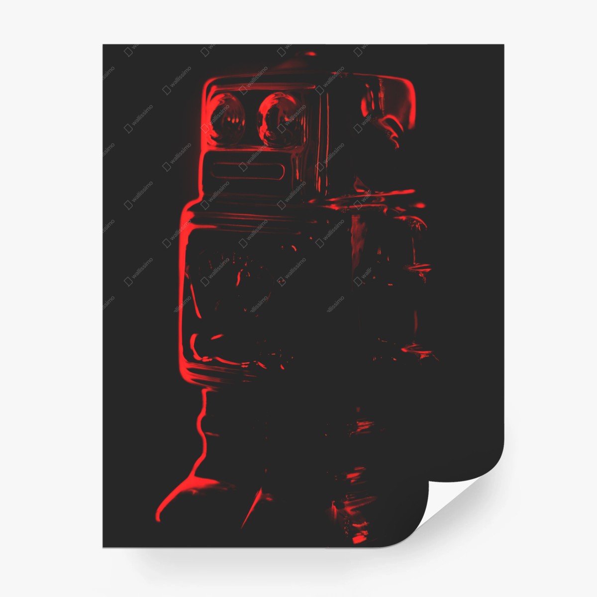 Wall mural red silhouette robot artwork • Wallissimo®