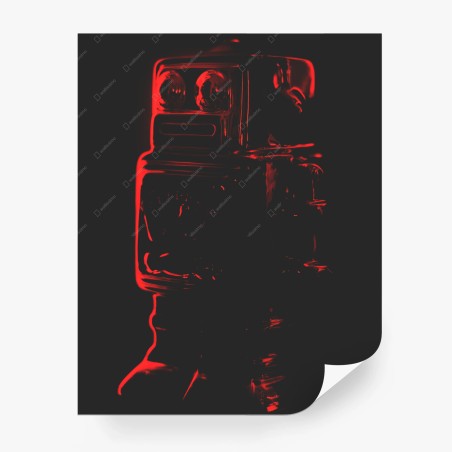 Wall mural red silhouette robot artwork • Wallissimo®