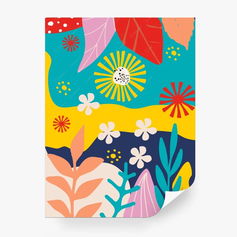 Wall mural vibrant tropical abstract floral pattern