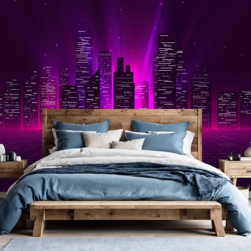 Wall mural neon city night drive