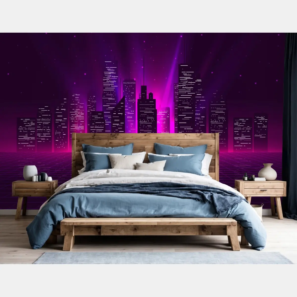 Wall mural neon city night drive • Wallissimo®