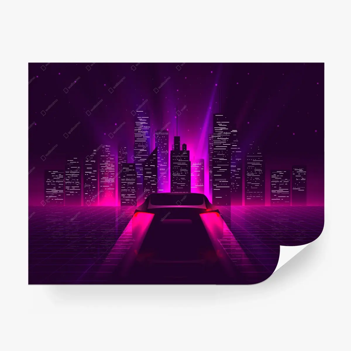 Wall mural neon city night drive • Wallissimo®