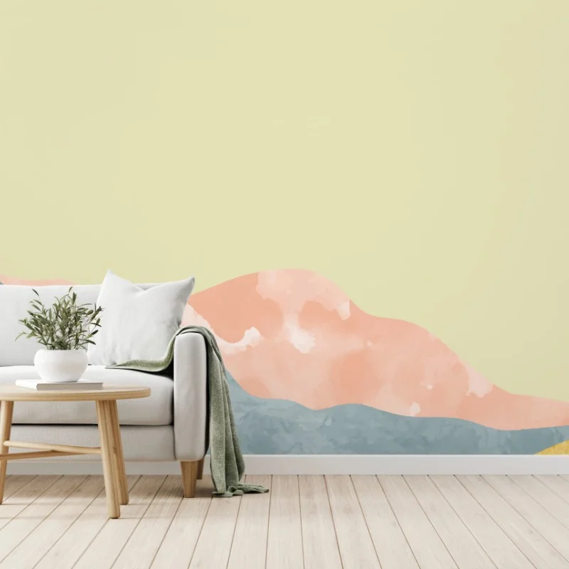 Wall mural soft pastel mountain layers