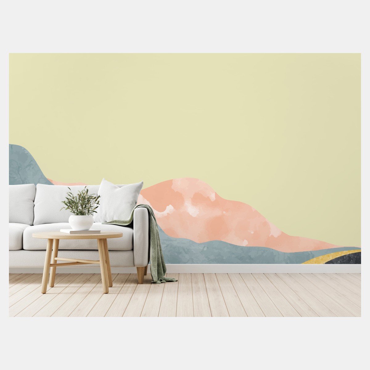 Wall mural soft pastel mountain layers • Wallissimo®