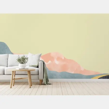 Wall mural soft pastel mountain layers • Wallissimo®