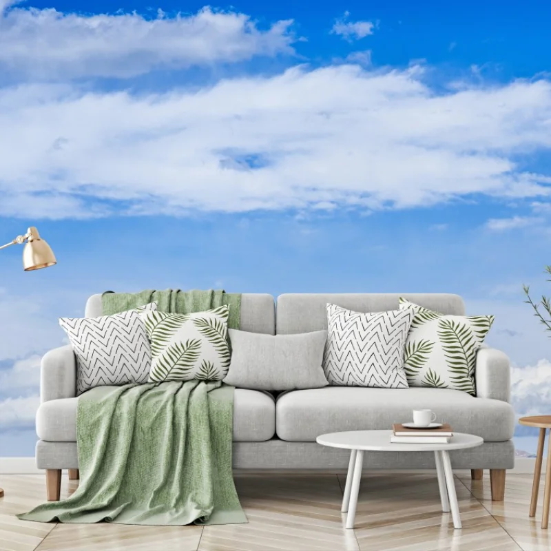 Wall mural tranquil blue mountain seascape