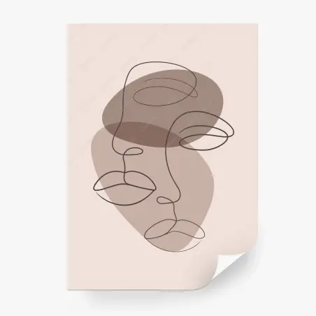 Wall mural minimalist continuous-line faces artwork • Wallissimo®