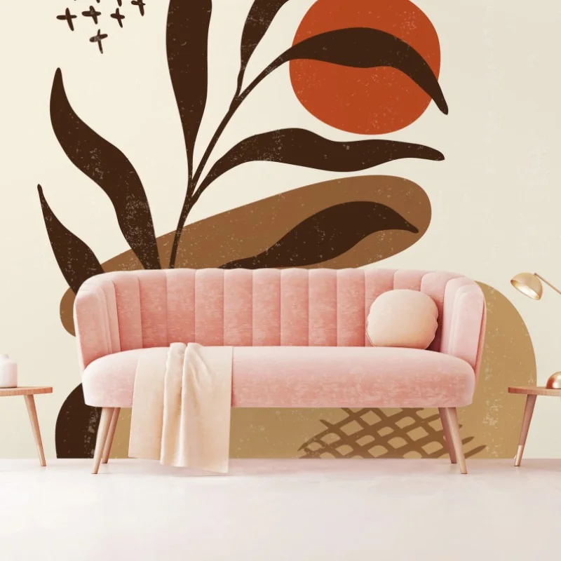 Wall mural minimal boho botanical print