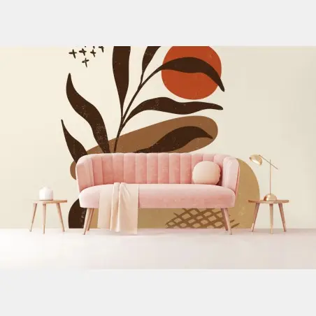 Wall mural minimal boho botanical print • Wallissimo®