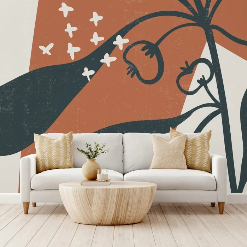 Wall mural boho botanical abstract wall art print