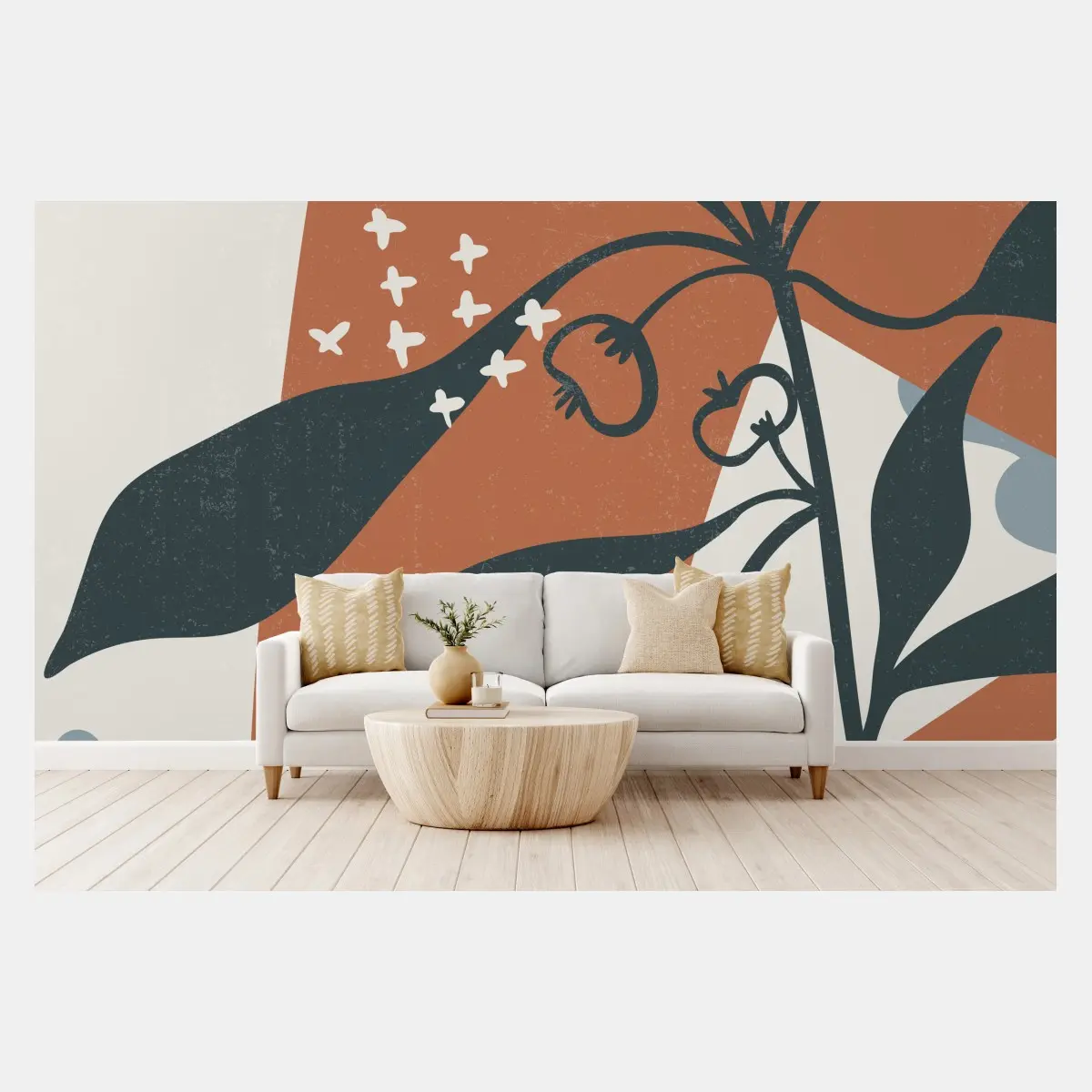 Wall mural boho botanical abstract wall art print • Wallissimo®