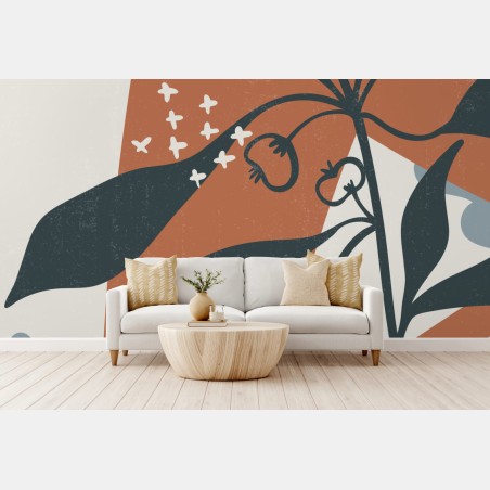 Wall mural boho botanical abstract wall art print • Wallissimo®