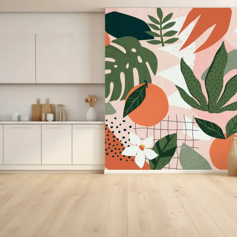 Wall mural pastel citrus botanical print