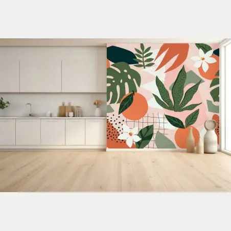 Wall mural pastel citrus botanical print • Wallissimo®