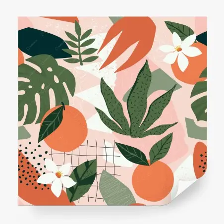 Wall mural pastel citrus botanical print • Wallissimo®