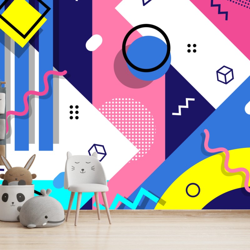 Wall mural bold geometric retro pattern