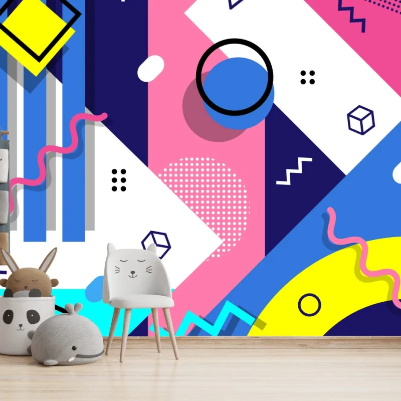 Wall mural bold geometric retro pattern