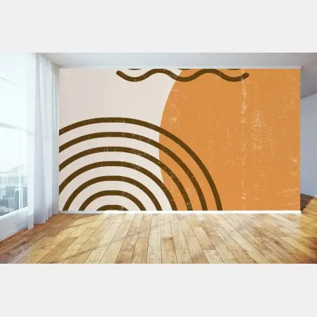 Wall mural boho geometric sun and rainbow abstract art • Wallissimo®