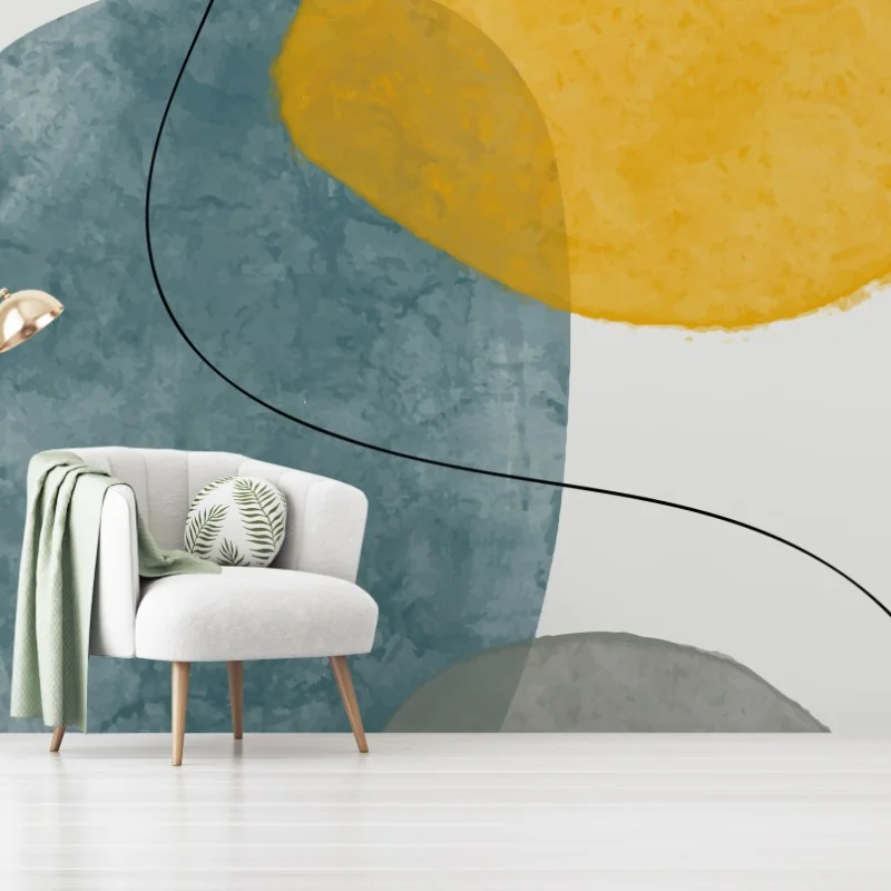 Wall mural minimal watercolor shapes composition