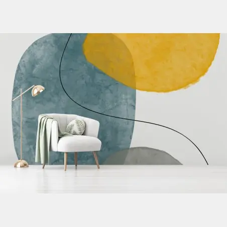 Wall mural minimal watercolor shapes composition • Wallissimo®