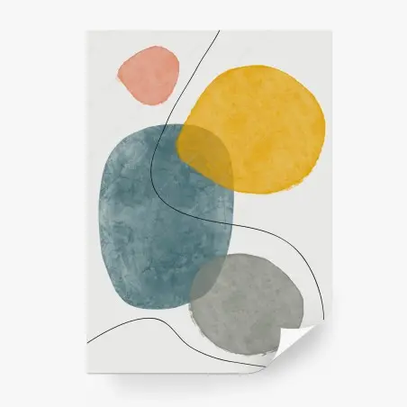Wall mural minimal watercolor shapes composition • Wallissimo®