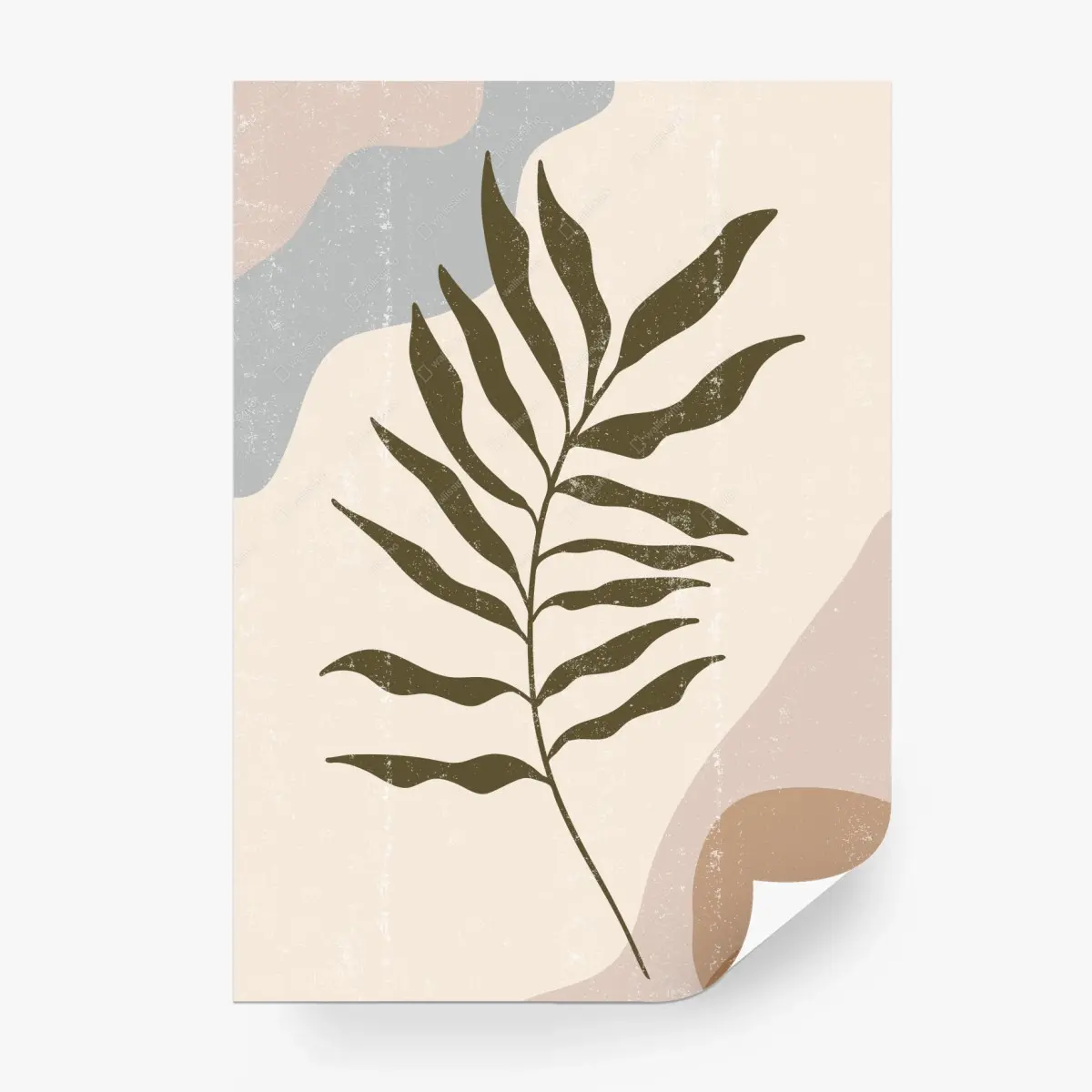 Wall mural botanical leaf abstract art in neutral tones • Wallissimo®