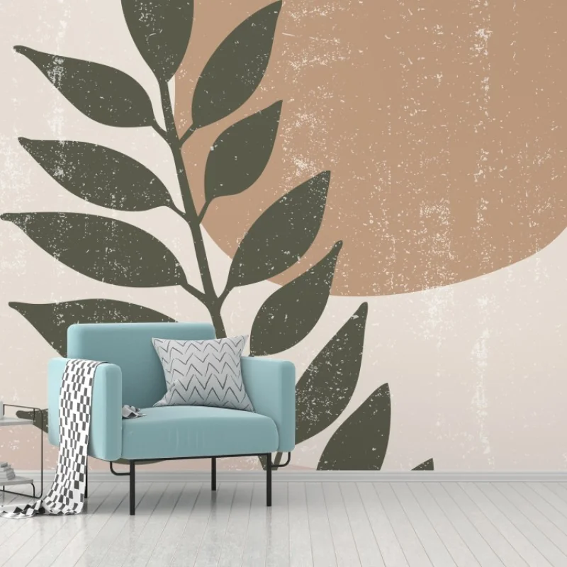 Wall mural boho minimalist botanical leaf print